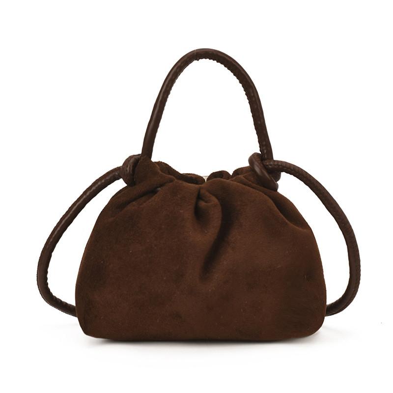 Vintage Style Pu Water Bucket Handbag With Top Drawstring Closure For Casual Outings