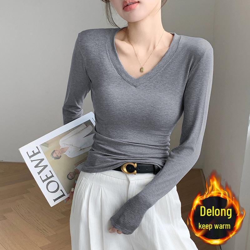 2025 New Autumn/Winter Women’s Warm Velvet Long Sleeve Base Shirt