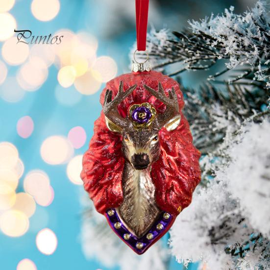 

Christmas Tree Hanging Decoration with Lanyard Rich Color Realistic Elk-Shaped Pendant Xmas Party Ornament