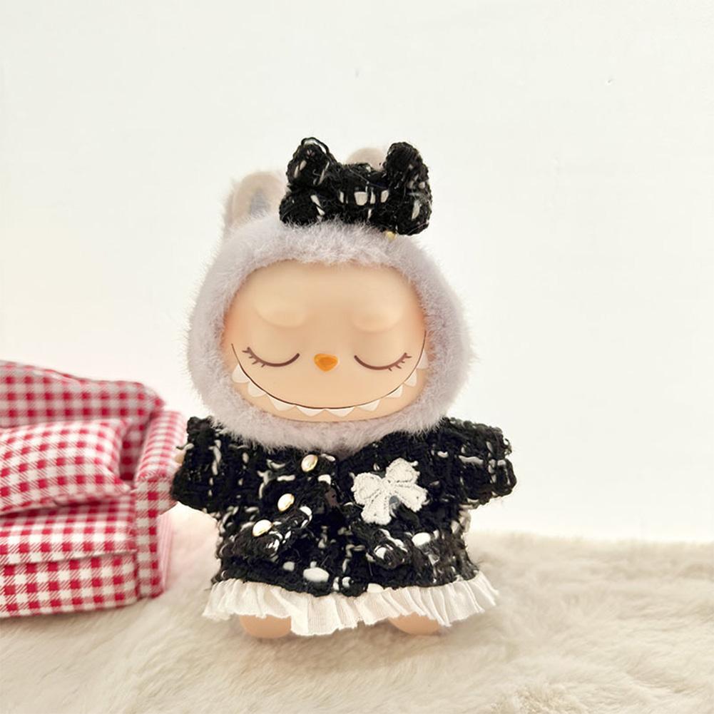 For Labubu 15/17cm Doll Stylish Overalls Clothes Set Pendant Cute Clothes with Fragrant Style For V1/V2 Labubu