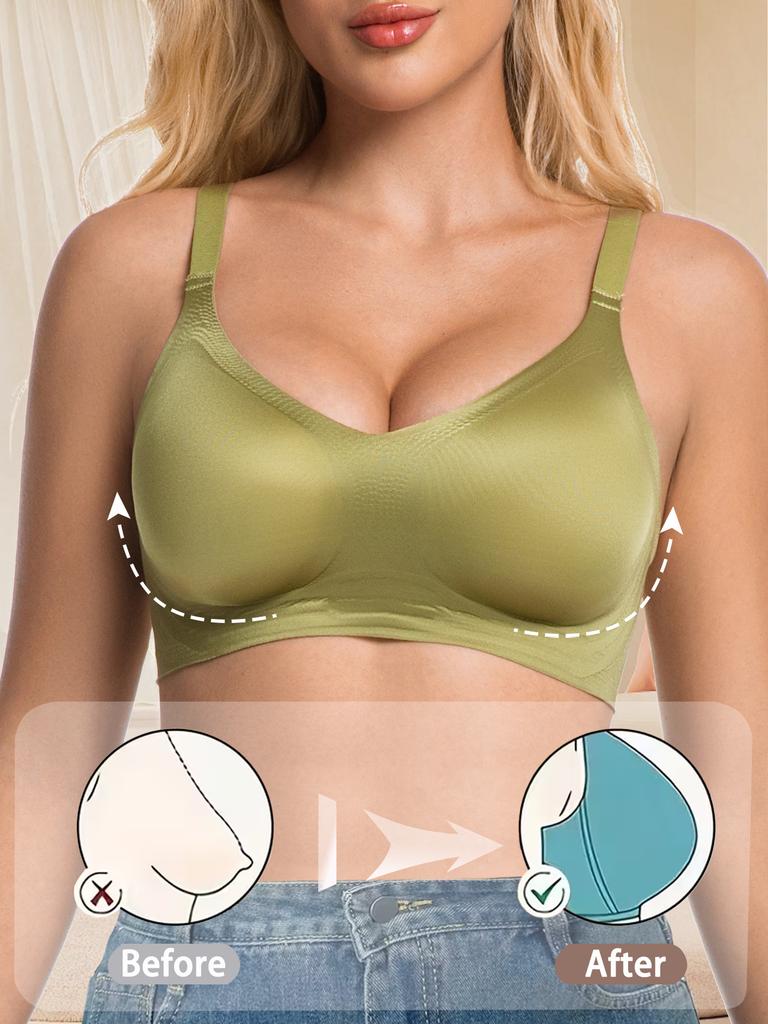 Women's Wireless Seamless Push Up Bra, Full Coverage Comfort Bra with Adjustable Straps & Back Closure, Everyday Support Lingerie for All Cup Sizes