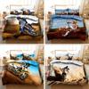 Luxury Bedding Set Motorcycle Print Duvet Cover Set with Pillowcase Motocross Bedspread Boy's Bed Set
