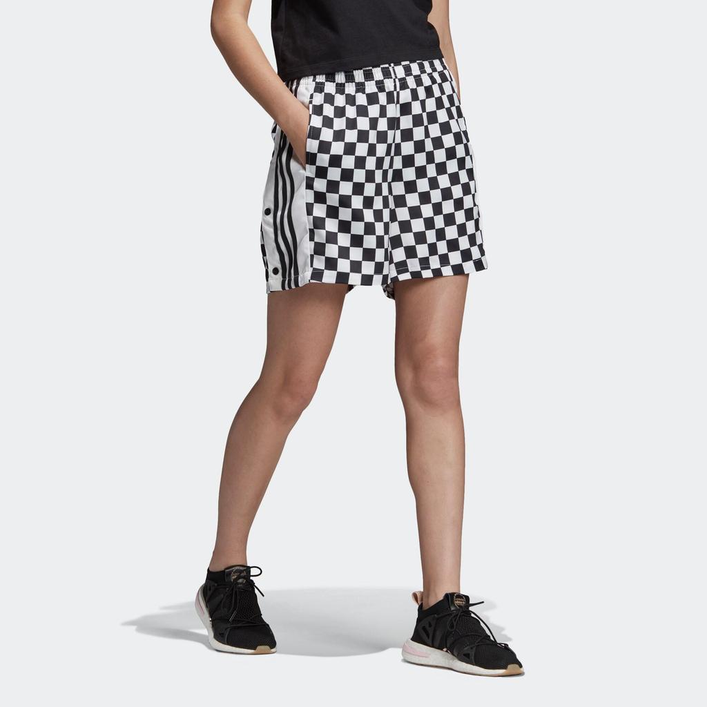 Adidas Originals Sports Lifestyle Series Plaid Stripe Design Breathable Sports Shorts Women Shorts Black White DU9716