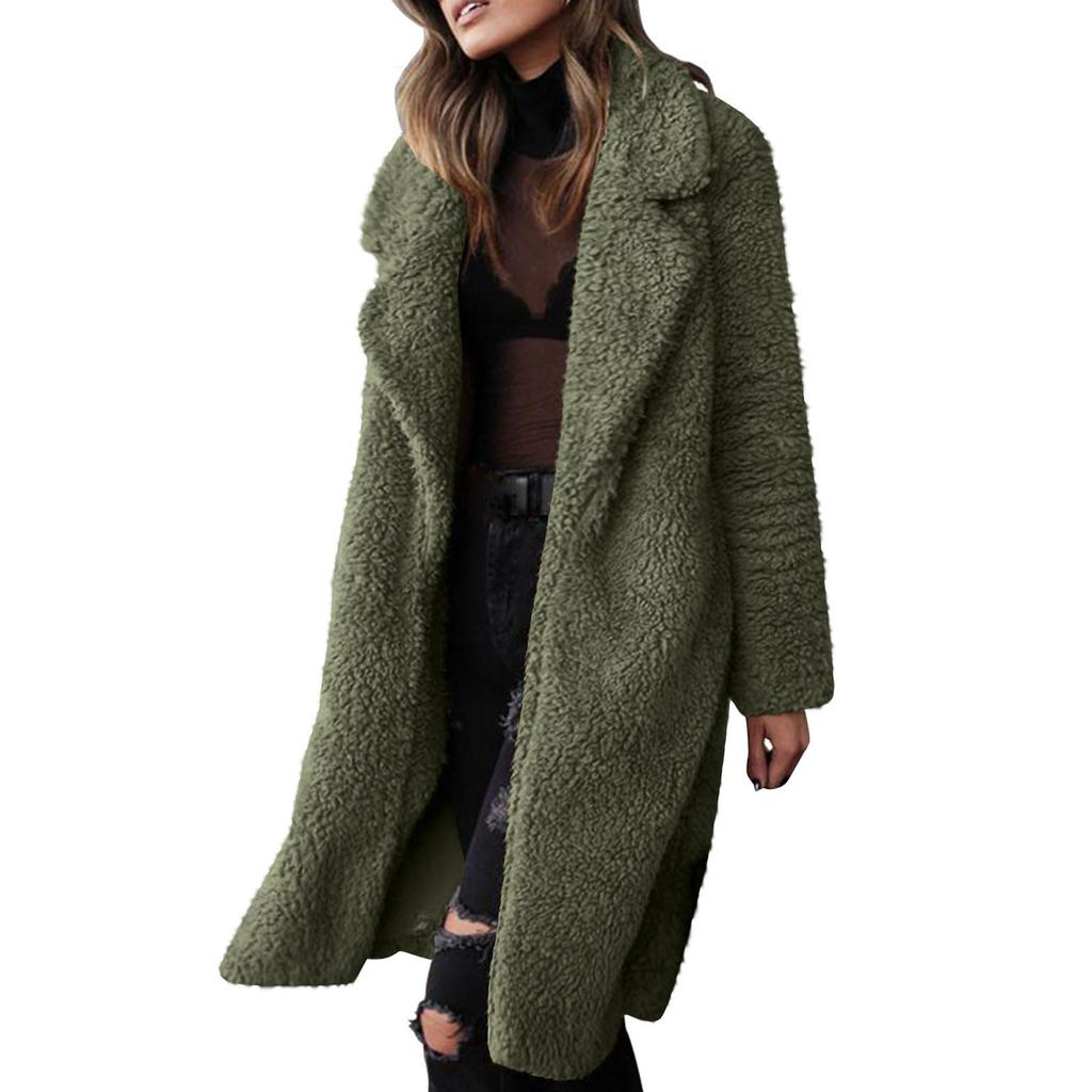 Women's Long-sleeved Warm Plush Jacket With A Lapel