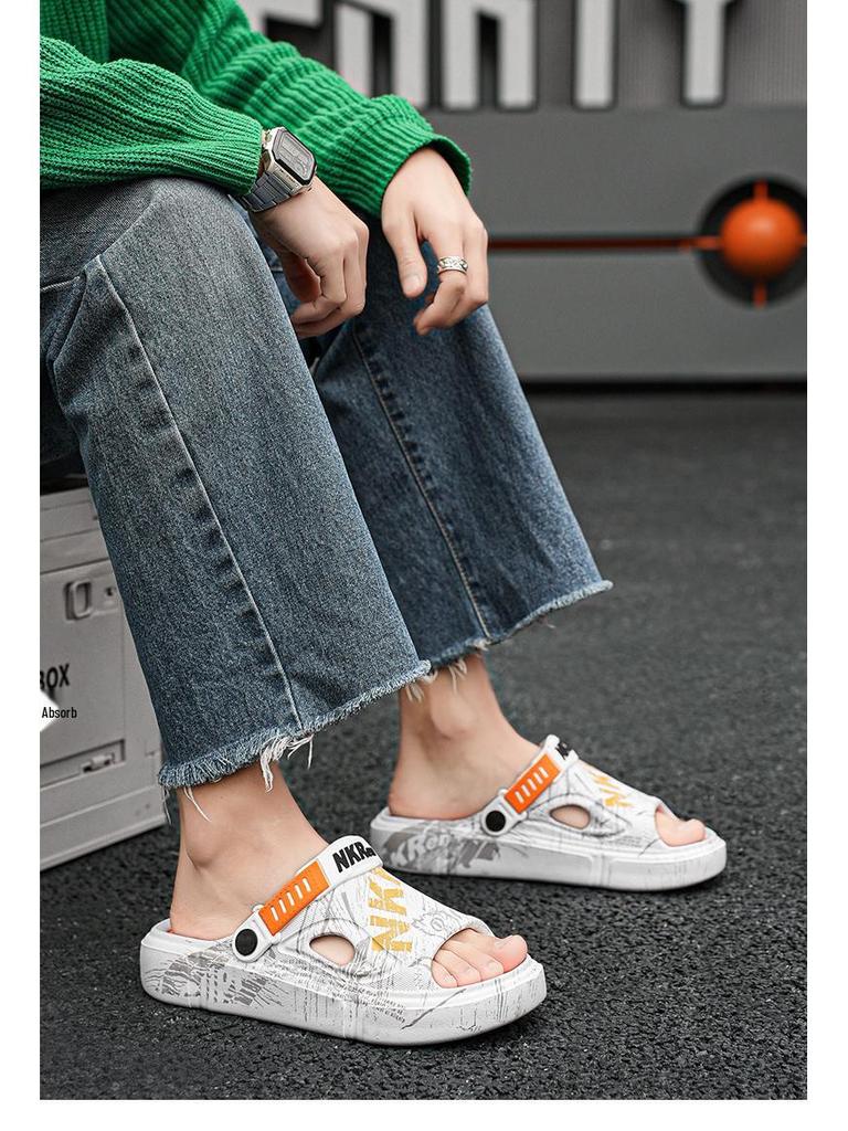 Men's Non-Slip Summer Sandals with Heel - Soft Sole Outdoor Beach Slippers, Plus Size.