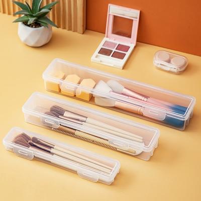 New Transparent Storage Box Dustproof Multifunctional Makeup Brush Box Portable with Cover Stationery Organizer Sundries Storage