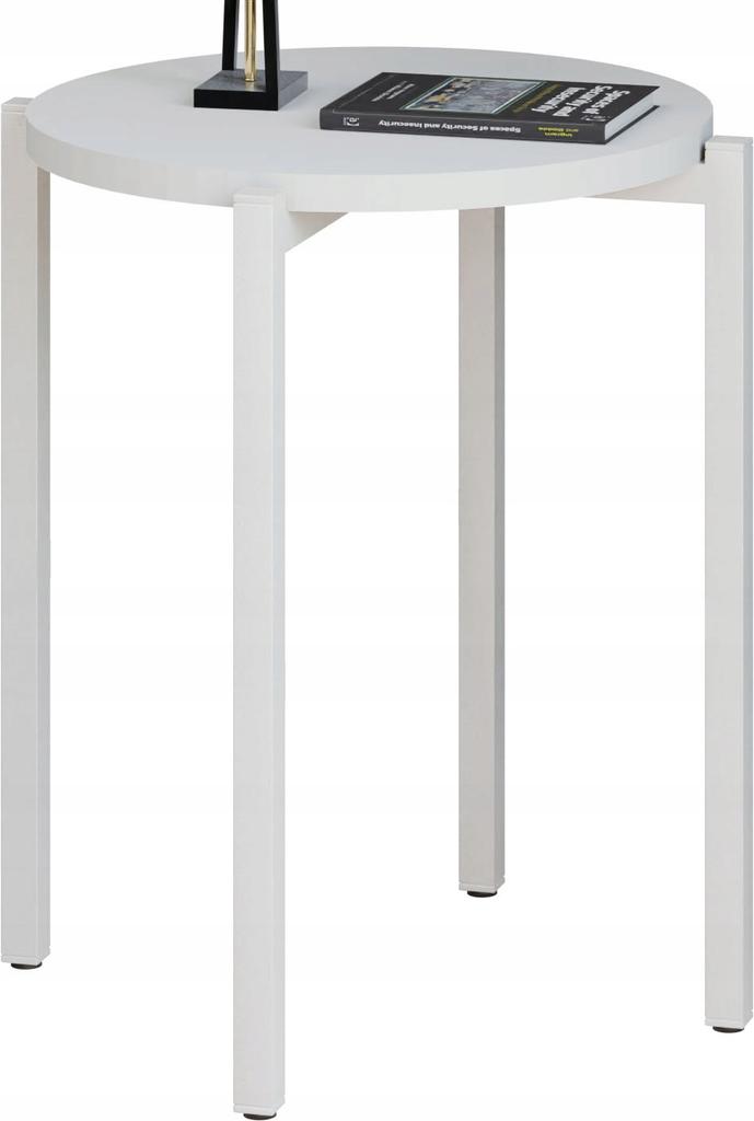 Round Loft Bedside Table 35x35x46 Cm Metal White