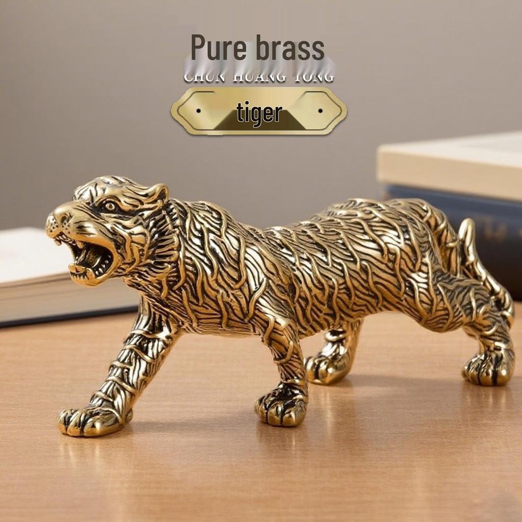 Brass Tiger Zodiac Figurine - Desktop & Handheld Toy Home Decoration
