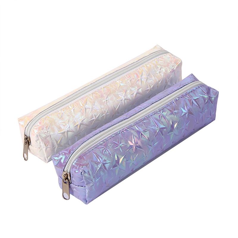 Cute Kawaii Laser 3D Star Pencil Case High Capacity Pen Bags Cute Pencil Bags For Girls Gift School Supplies Korean Stationery