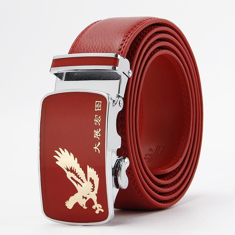 Nieuw Product Klassieke Rode Riem Heren Echt Leer Koeienhuid Riem Business Casual Riem Riem 110-130cm brown