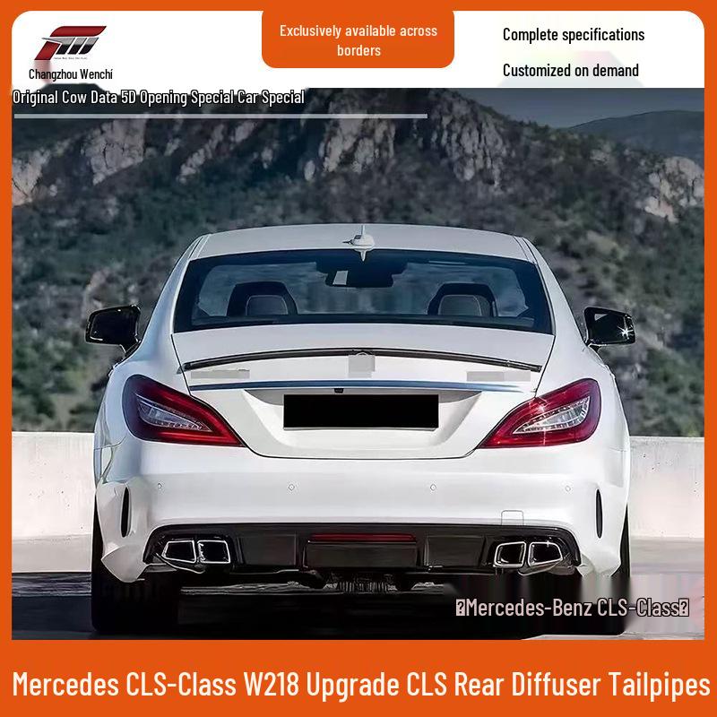 AMG CLS63 Rear Lip Exhaust Tips & Diffuser Kit for 2013-2017 Mercedes CLS-Class W218
