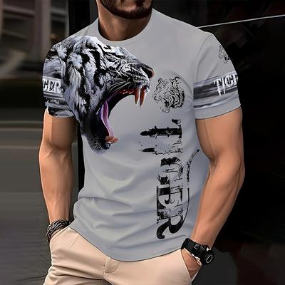 Weiches und leichtes klassisches T-Shirt Herren Sommer Hübsch und bequem Rundhals Kurzarm 3D-bedrucktes lockeres T-Shirt