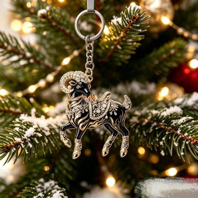 1Pcs 2D Goat Acrylic Pendants Cute Animal Hanging Ornament for Christmas Party Backpack Zipper Charm Accessory