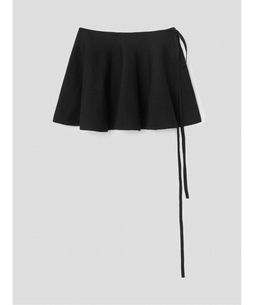 Anggae Full Flared Chouchou Knit Skirt Black