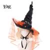 Gothic Princess Headpiece Halloween Witch Hat for Women, Spider Web Mesh Skeleton Hand Multi Layered Lace Decor Rose Flower Wizard Costume,