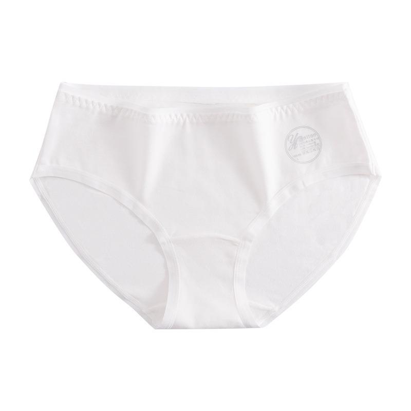 Women Breathable Antibacterial Cotton Crotch Mid Waist Solid Simple Panties