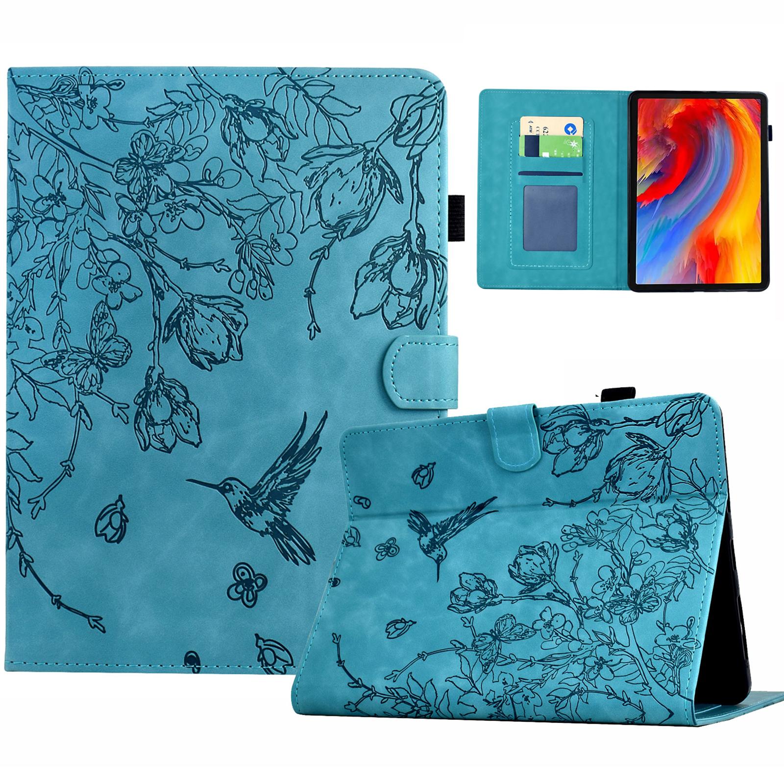 

Для Amazon Kindle 11-го поколения (2024)/6 (2022) Чехол Цветок Птица Тисненый Держатель для Карт Кожаный Чехол для Планшета Baby Blue