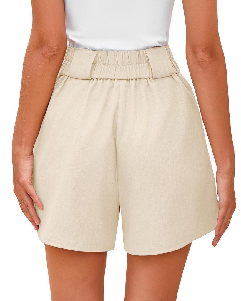 High-Waisted Fashion Casual Solid Color Shorts with Pockets for Women - Summer 2025 Collection