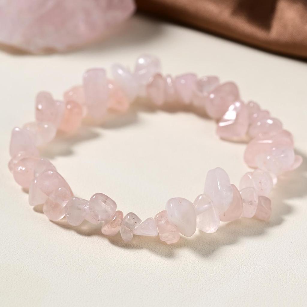 European & American Pink Crystal Beaded Bracelet & Hexagonal Pendant Necklace Set for Women