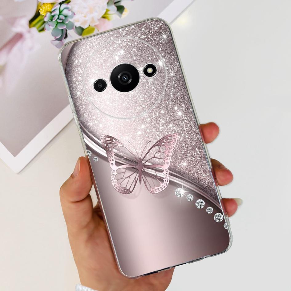 For Funda Xiaomi Redmi A3 Case 2024 Fashion Flower Transparent Silicone Soft TPU Phone Case For Xiomi Redmi A3 RedmiA3 4G Covers