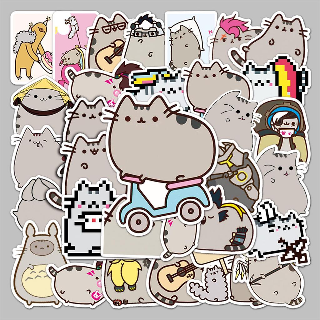 50 Cartoon Fatso the Cat Waterproof Stickers for Suitcases, Trolleys, Cars, and Refrigerators