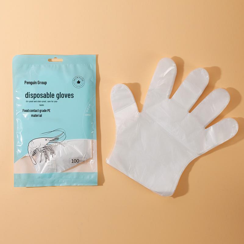 Одноразовые перчатки из ПЭ для лобстера и бытовые, прозрачные, упаковка 100 шт.