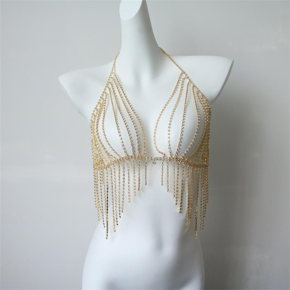 Popular Multi-Layer Fringed Bra Body Chain, Banquet Party Women S Super Flash Body Chain Accessories