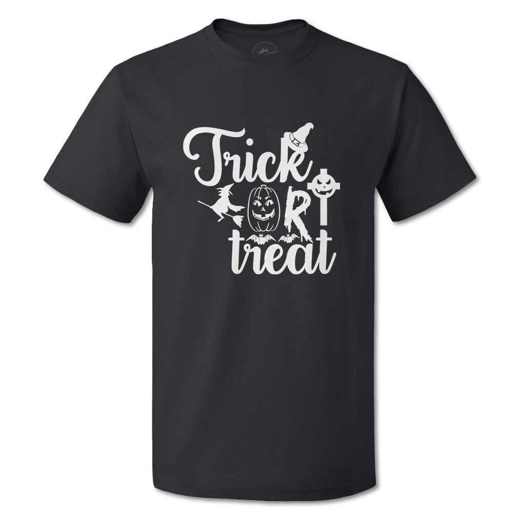 Funny Graphic T Shirts Halloween Trick Or Treat with Witch Flying Cotton Owl Top S