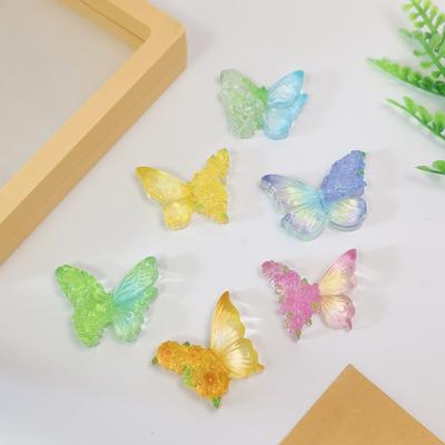 100pcs Mixed Gradient Mini Butterfly Slime Charms Flat Back Resin  Cabochons for Jewelry Making DIY Hair Bows Center