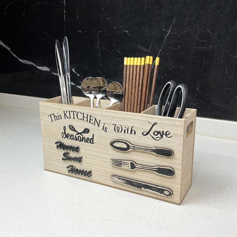 Scatola porta coltelli e forchette in legno stile europeo Scaffale per utensili da cucina Scatola porta coltelli, forchette, cucchiai e bacchette stile occidentale