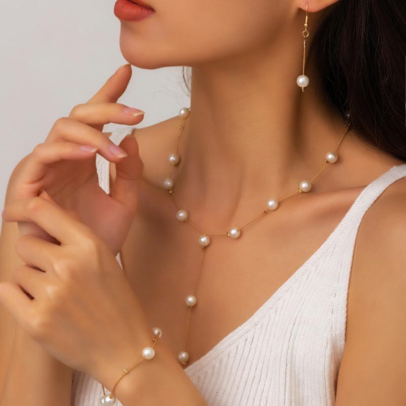Imitation Pearl Necklace Fashion Retro Jewelry Women's Light Luxury Niche High-end Hokr Collar