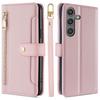 For Samsung Galaxy S24 Case Magnetic Drop-proof Cover Leather Stand Cover with 2 Straps