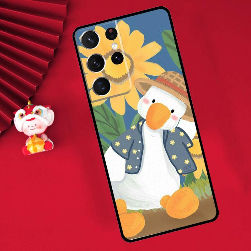 Cartoon Cute Animal Duck Case For Samsung Galaxy S26 S25 S24 Ultra S21 S20 S22 S23 Ultra S10 Plus S25 FE Cover Funda