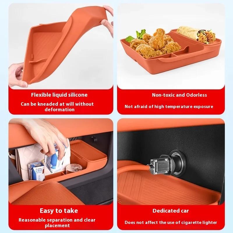 For Li Lixiang L6 L7 L8 L9 Car Under Center Control Silicone Double Layer Storage Box Lower Center Control Storage Interior