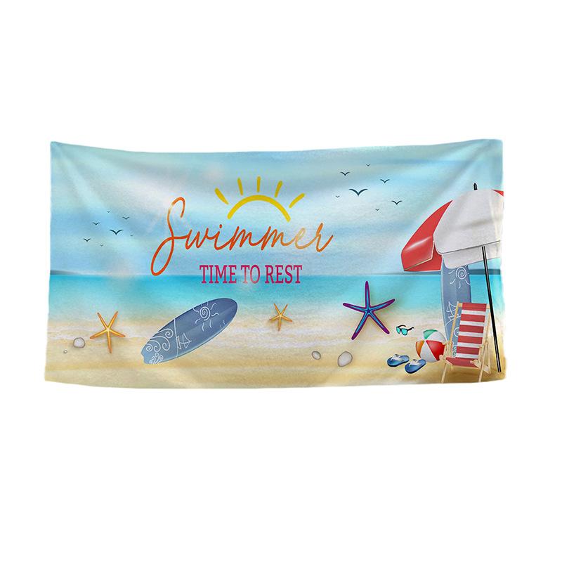 Beach Vacation Sun Protection Beach TowelPortable Floor MatSwimming Quick-drying Towel Women's Printed Bath Towel