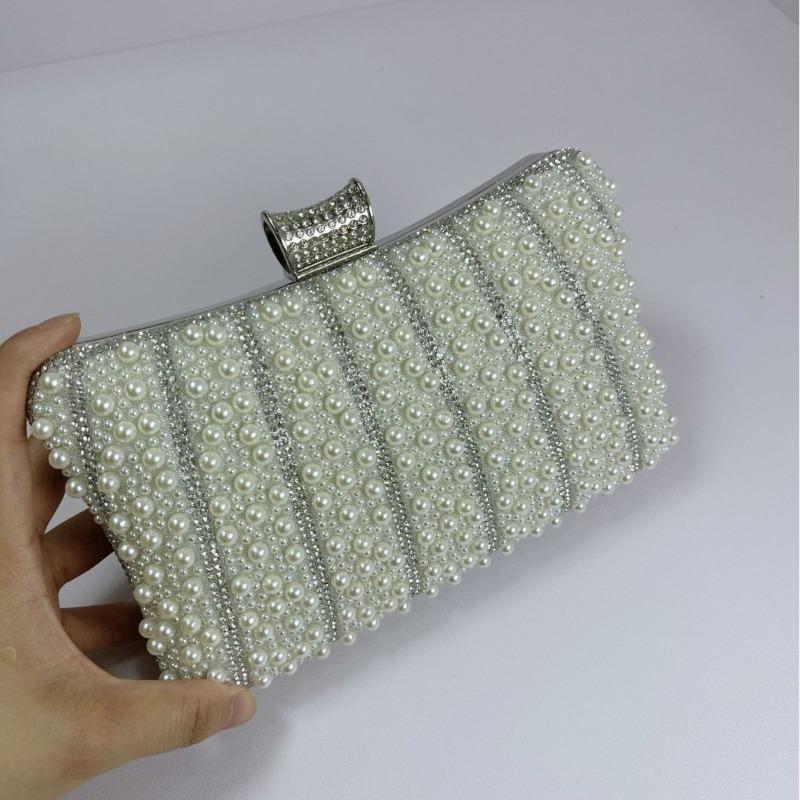 Dinner bag, diamond-encrusted small bag, handmade pearl bag, bridesmaid dress bag, mother women's bag, banquet handbag.