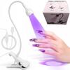 5W UV LED Nail Lamp, White, Flexible Arm and Adjustable Clip, Gel Nail Curing Light for Salon Home Use