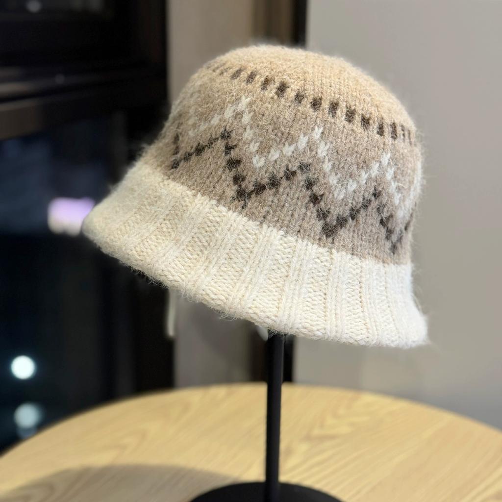 1pc Winter Warm Fashion Women with Flower Cloche Caps Warm Knitted Bucket Bowler Hat Vintage Wrinkled Beanie Cap for Tralve Wear