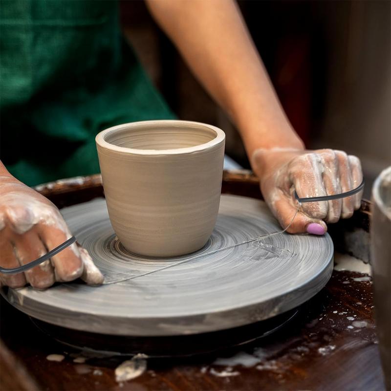 Clay Wire Cutter Sharp Clay Cutter With 2 Soft Rubber Handle Comfortable Clay Cutting Tools Multifunctional Pottery Wheel Tools