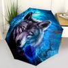 1 Stück Wolf Regenschirm Tragbarer Faltregenschirm Eisenrahmen Lochknochenstruktur Outdoor Heimregenschirm
