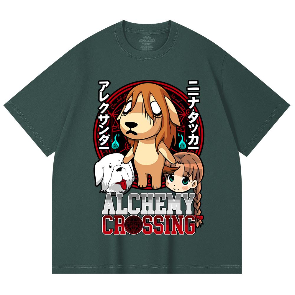 230 Gsm 100% Cotton Fullmetal Alchemist V5 Alchemy Crossing Print Unisex Heavy Cotton T Shirt