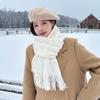 Plaid imitation cashmere scarf women's winter new high-end versatile shawl student warm scarf white