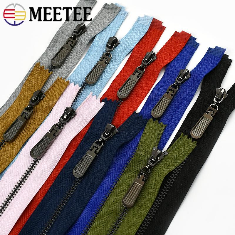 3Pcs Meetee 3# Metal Zippers 15-70cm Close/Open End Zips Bags Purse Clothes Decorative Zipper Repair DIY Sewing Accessories