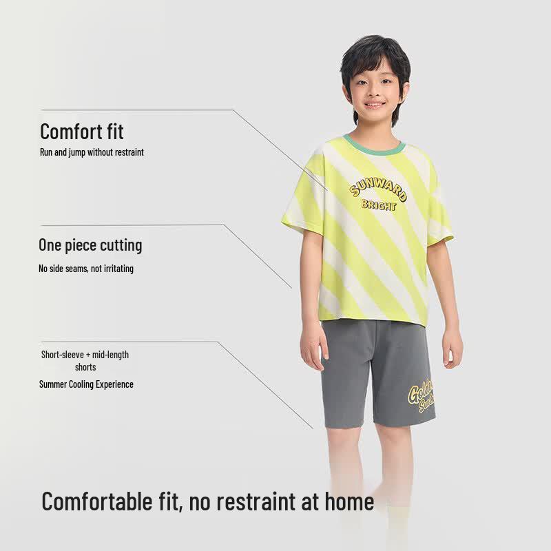 Balabala Boys' Summer Short Sleeve Pajama Set
