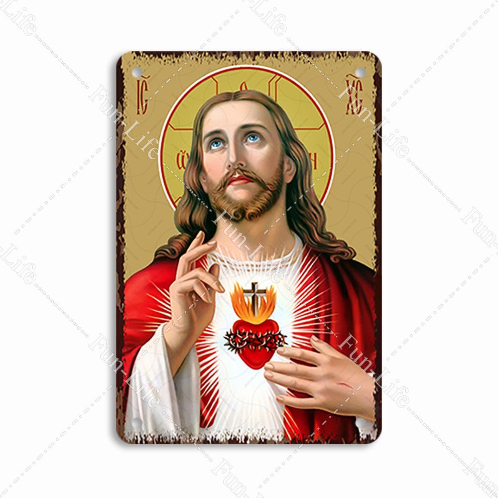 Christianity Vintage Decorative Metal Tin Sign Virgin Mary Retro Plaque Wall Decor Plate Jesus  Bar Pub Club Art Poster 20x30cm