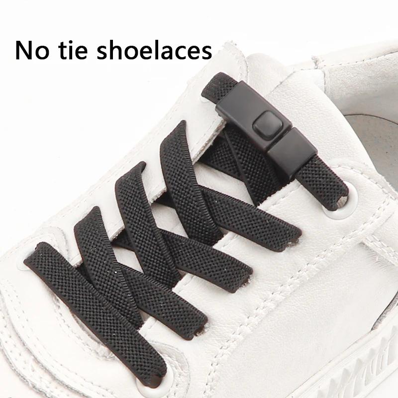8MM 2025 No Tie Shoe Laces Press Lock Insert Fixed Shoelaces Without Ties Elastic Laces Sneaker Kid Adult Flat Shoelace for Shoe