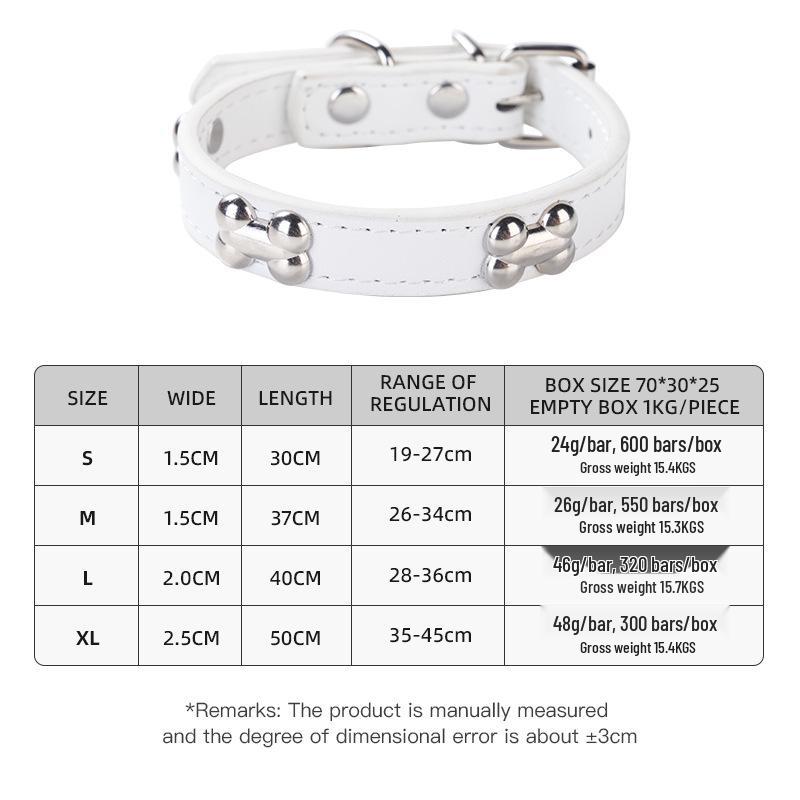 

Регулируемый ошейник для собаки с костяным украшением и поводком из ПУ кожи - Популярный ошейник S: 1.5cm x 30cm белый