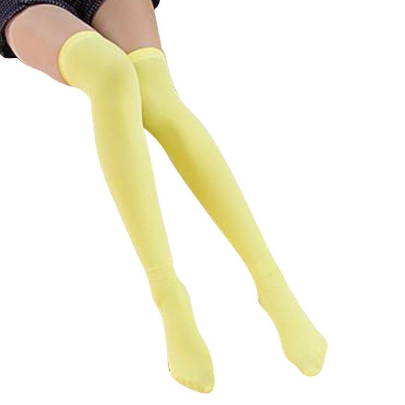 

Sexy Soild Color Long Socks Women Over Knee Thigh High Over The Knee Stockings Lolita Ladies Girls Warm Knee Socks 50cm жовтий