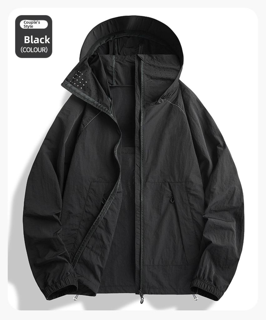 Unisex Lockere Passform UV-Schutz Windjacke Sommer Outdoor Mode Dünne Jacke Atmungsaktiv Schnelltrocknend Anti-UV Nylon Klettern
