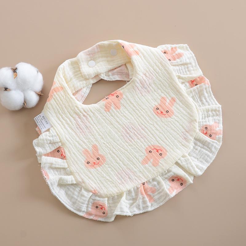 Korean Style Baby Bib: 6-Layer Pure Cotton Gauze with Lace, Cute, Soft & Absorbent